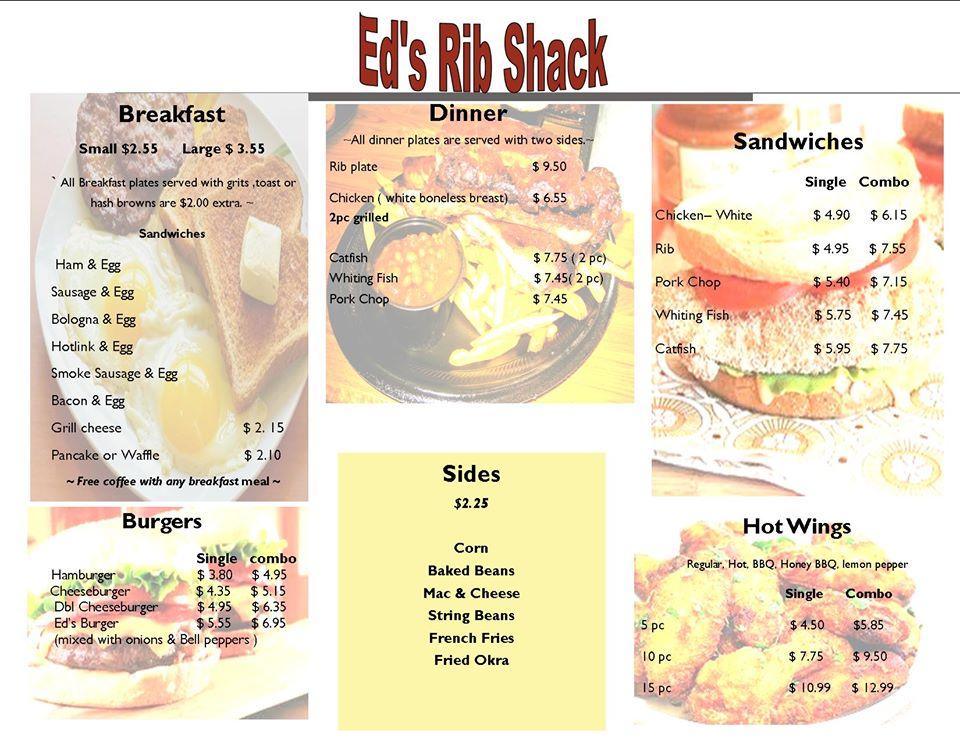 Ed's Rib Shack меню