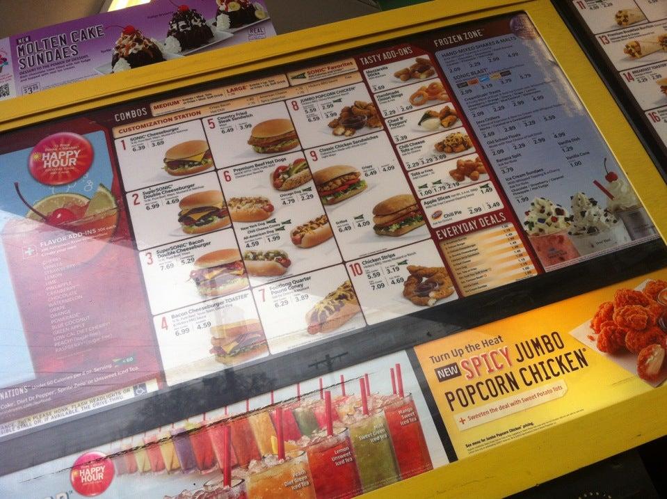 Sonic Drive-In меню