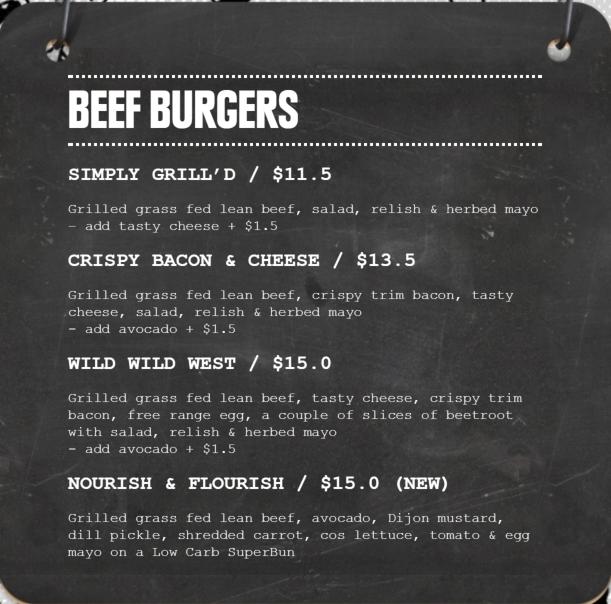 Grill'd Burgers - Rockingham меню