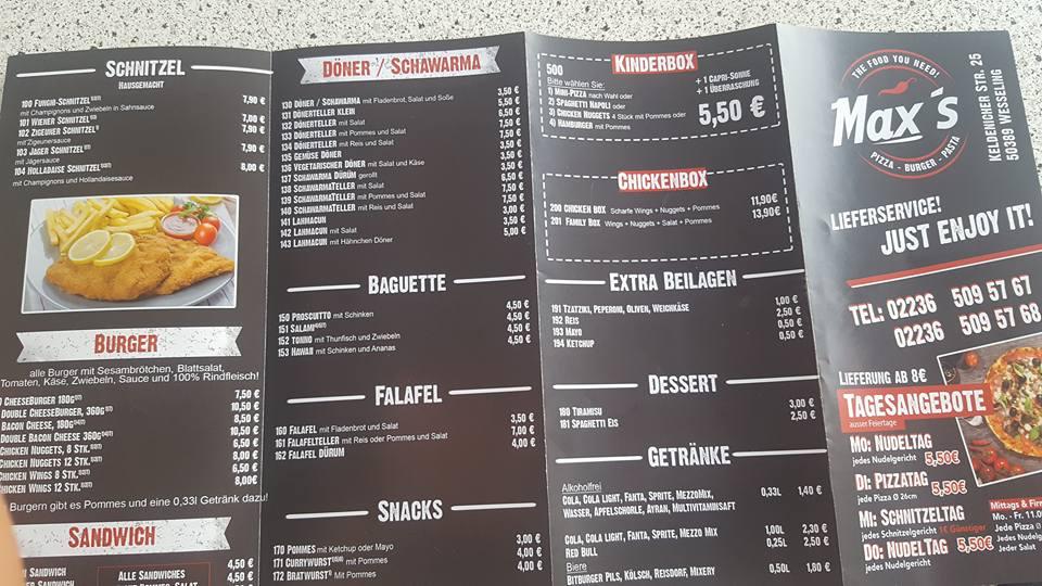 Pizza Max's Wesseling меню