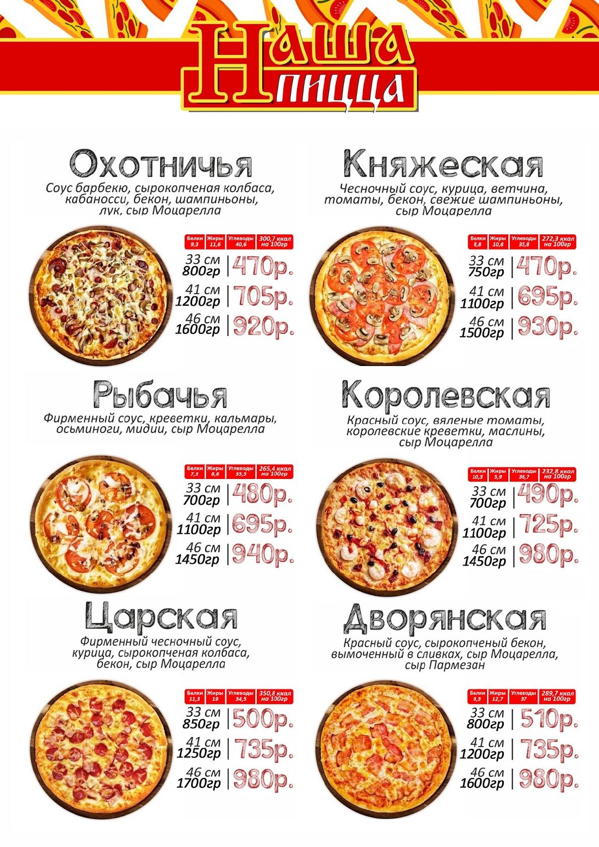 Нпицца меню