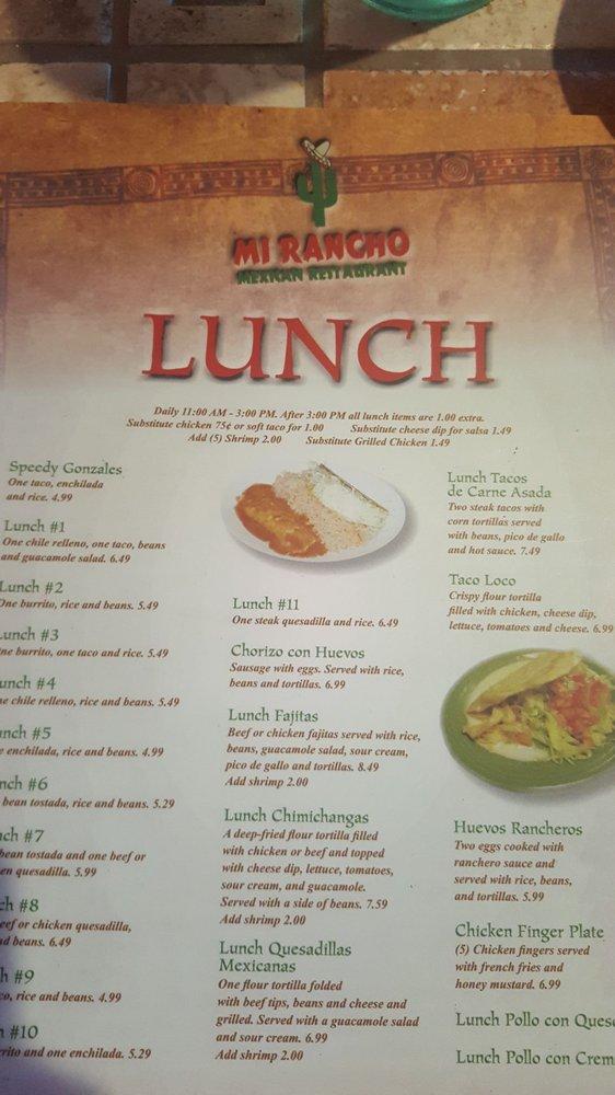 Mi Rancho меню