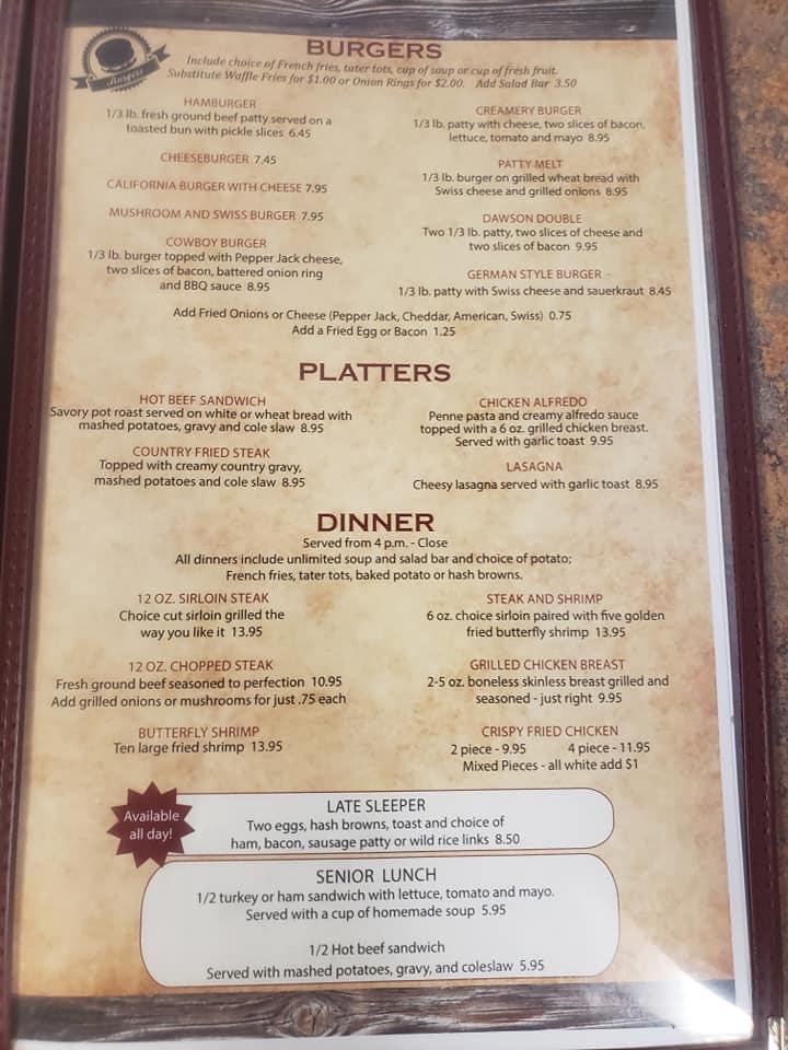 Old Creamery Cafe меню