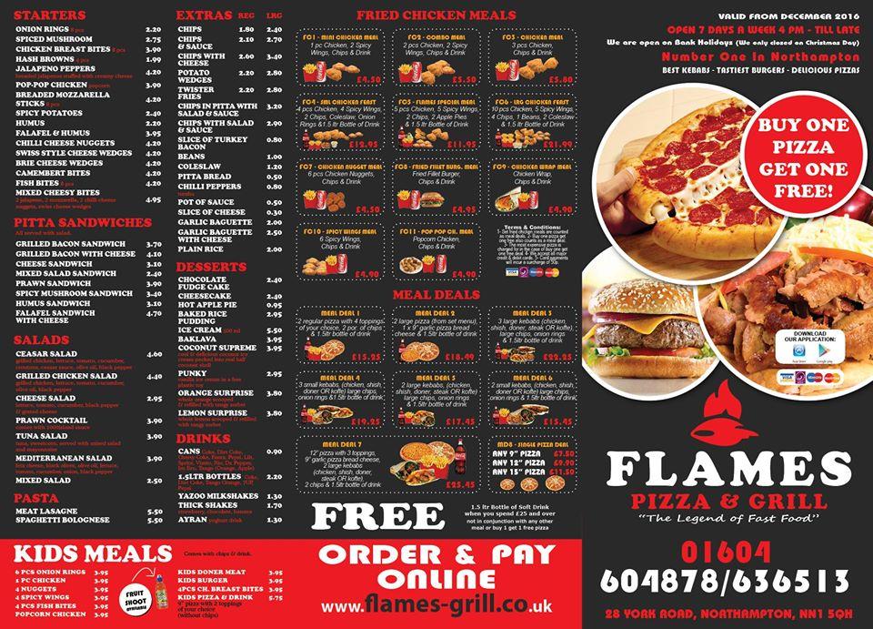 Flames Pizza & Grill меню