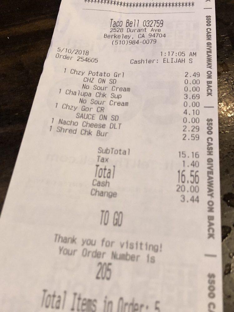 Taco Bell Cantina меню