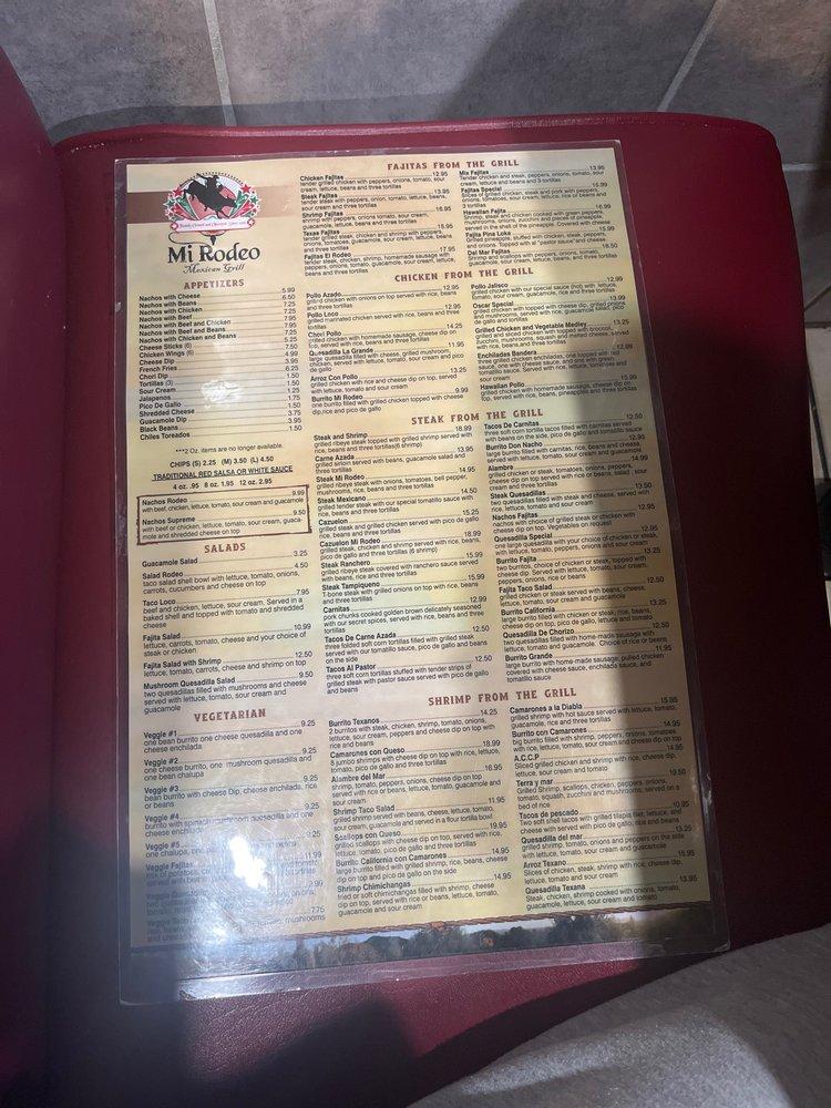 Mi Rodeo Mexican Grill меню