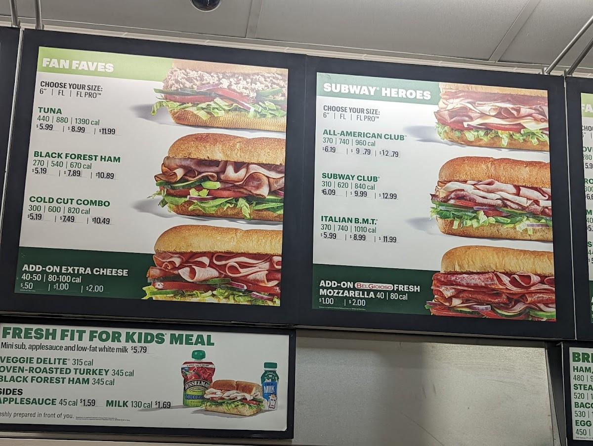 Subway меню
