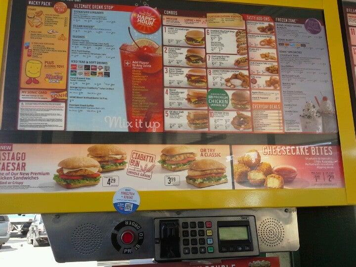 Sonic Drive-In меню