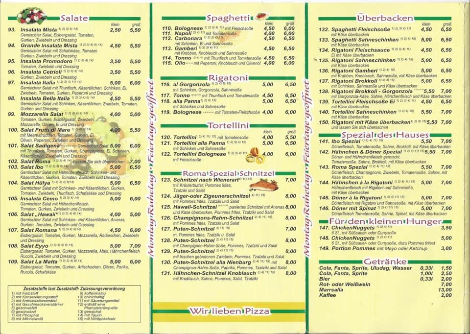 Pizzeria Roma меню