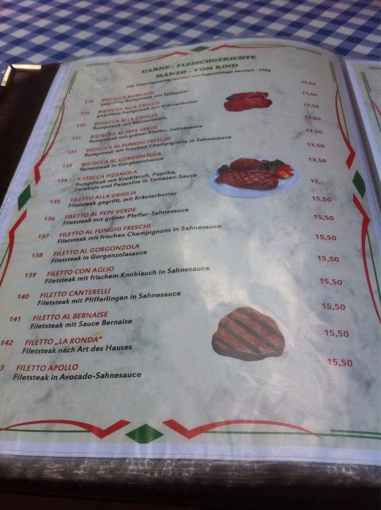 Steakhaus-Ristorante-Pizzeria La Ronda меню