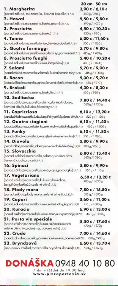 Pizza Porta Via меню