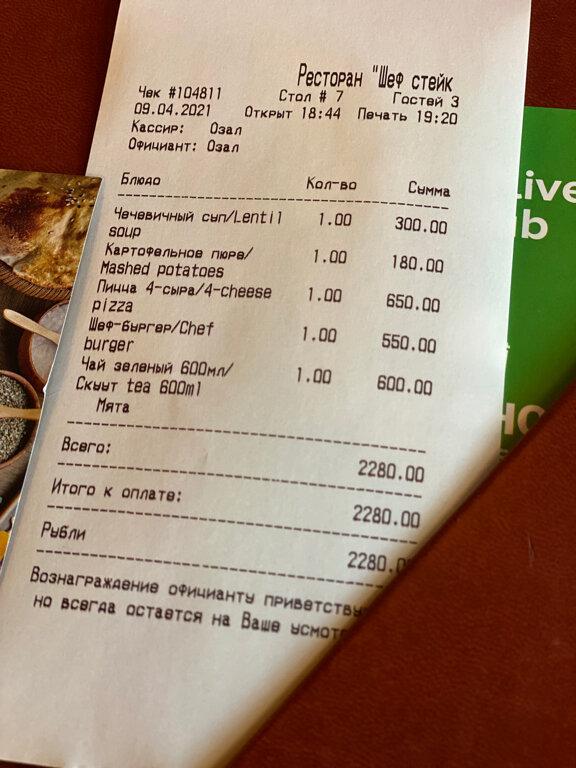 Шеф Кебаб меню