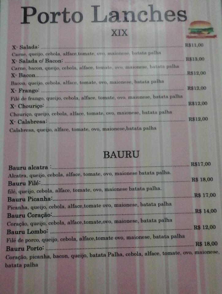 Porto pasteis e Lanches меню