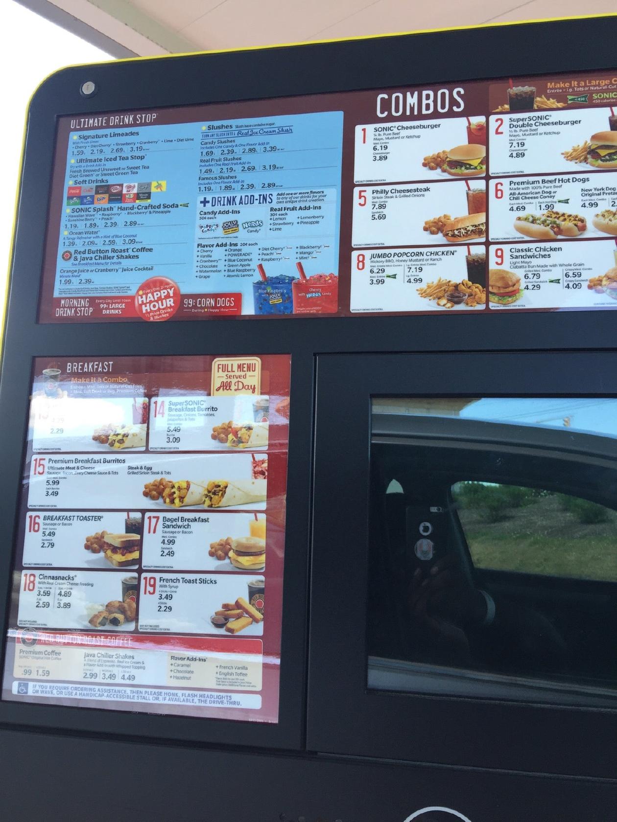 Sonic Drive-In меню