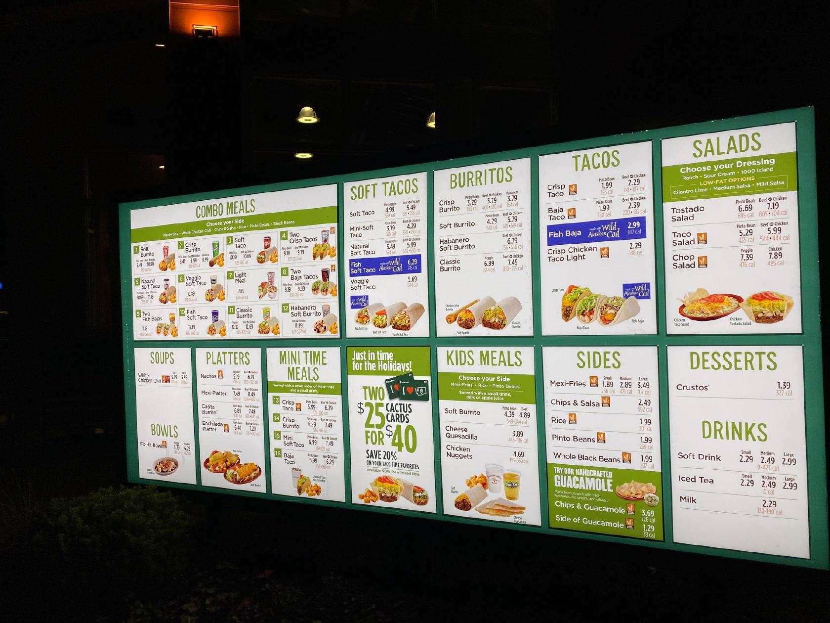 Taco Time меню