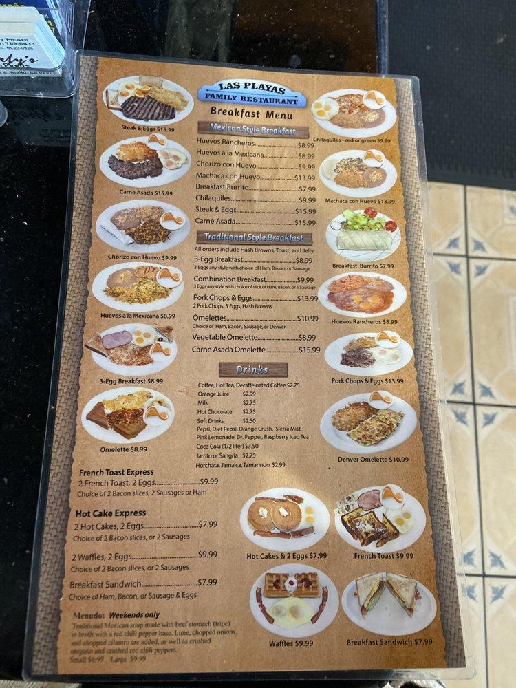 Las Playas Restaurant меню