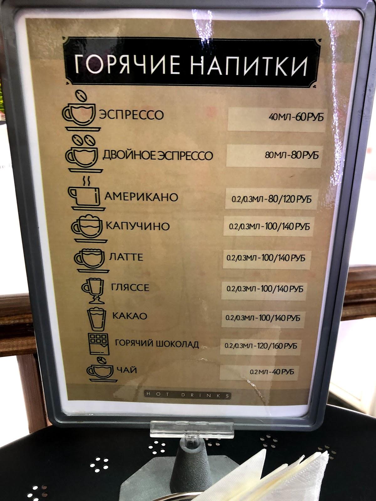 Кофейня меню