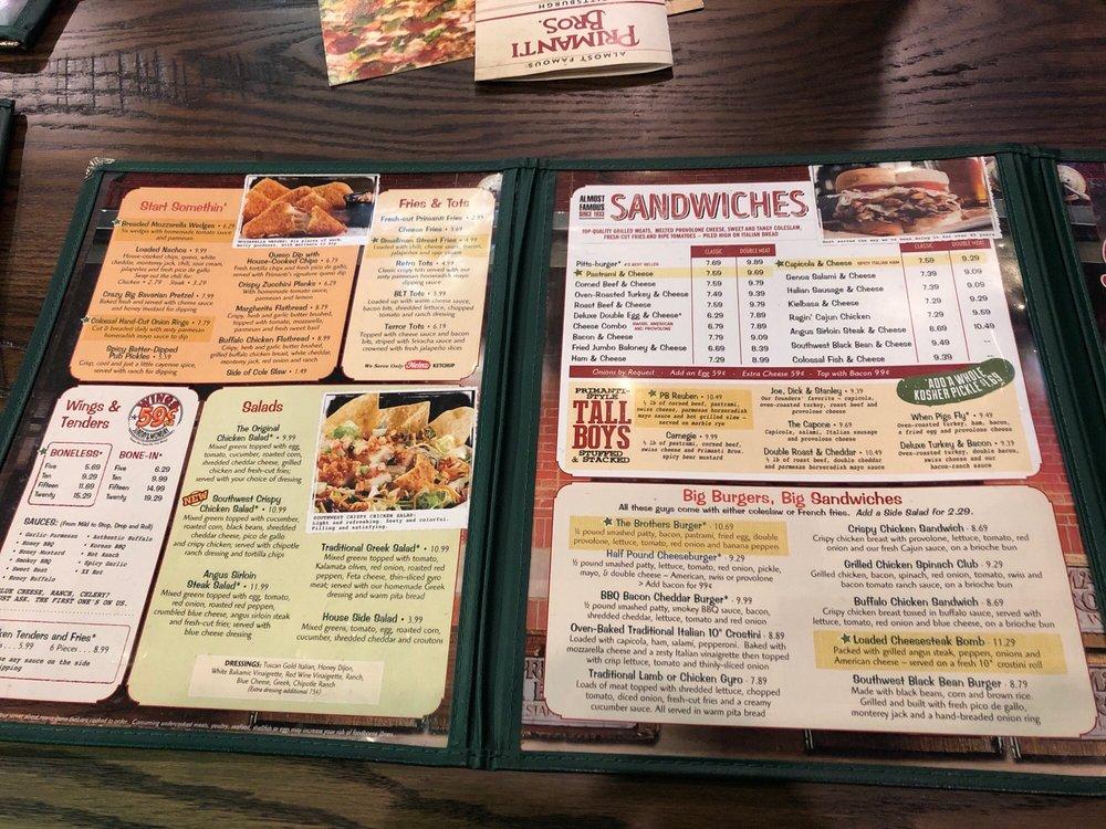 Primanti's меню