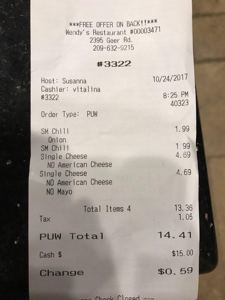 Wendy's меню
