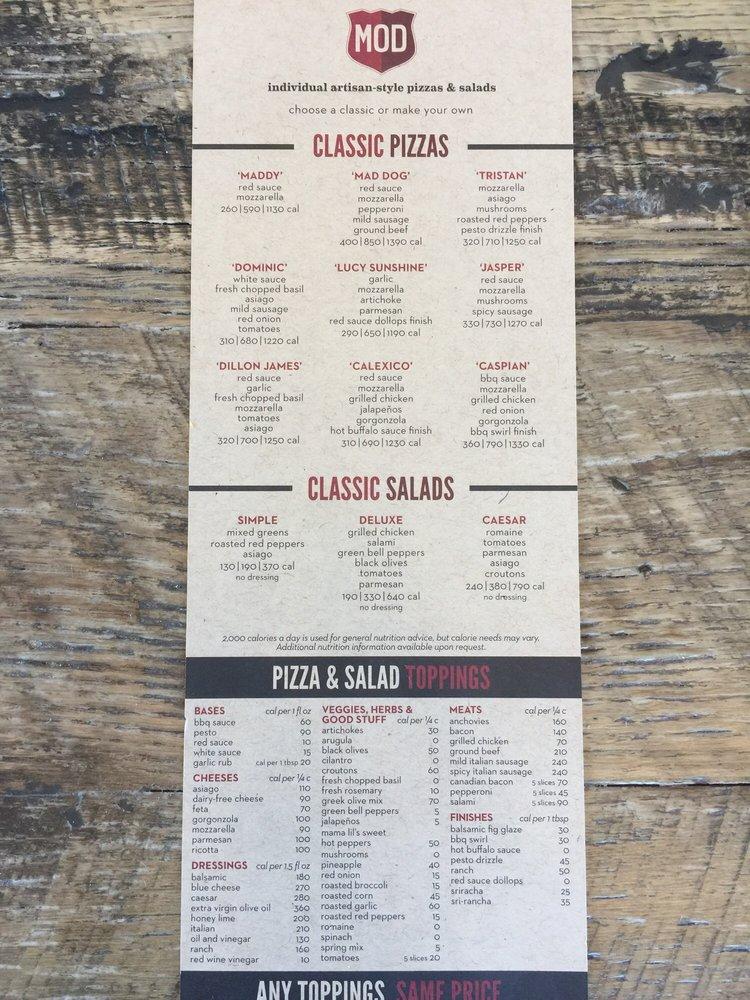 MOD Pizza меню