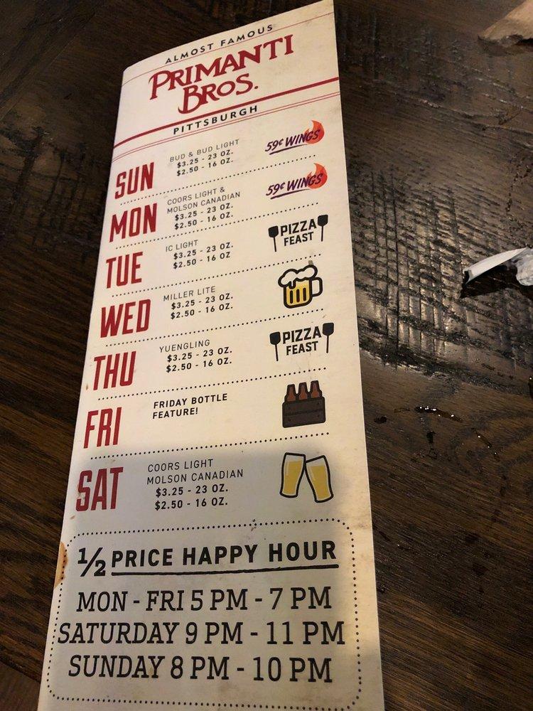 Primanti's меню