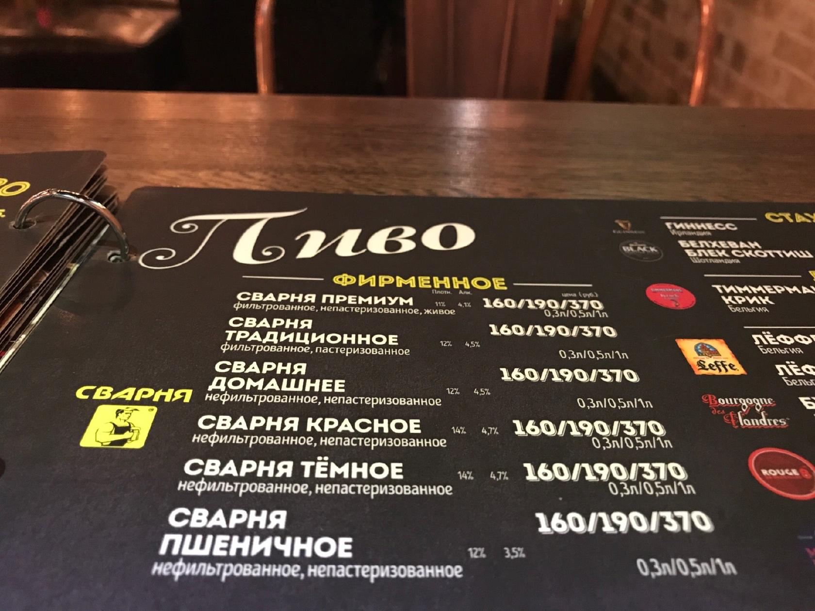 Сварня меню