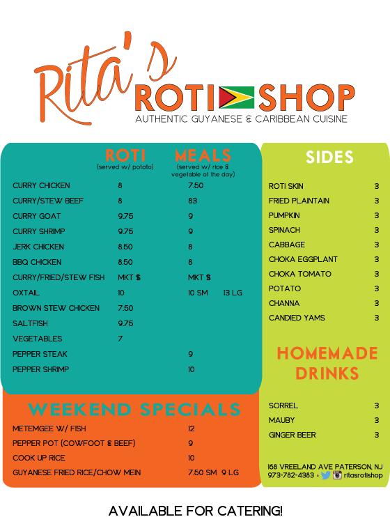 Rita's Roti Shop меню