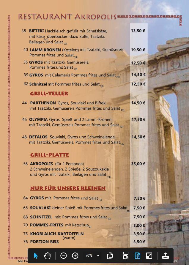 Akropolis меню