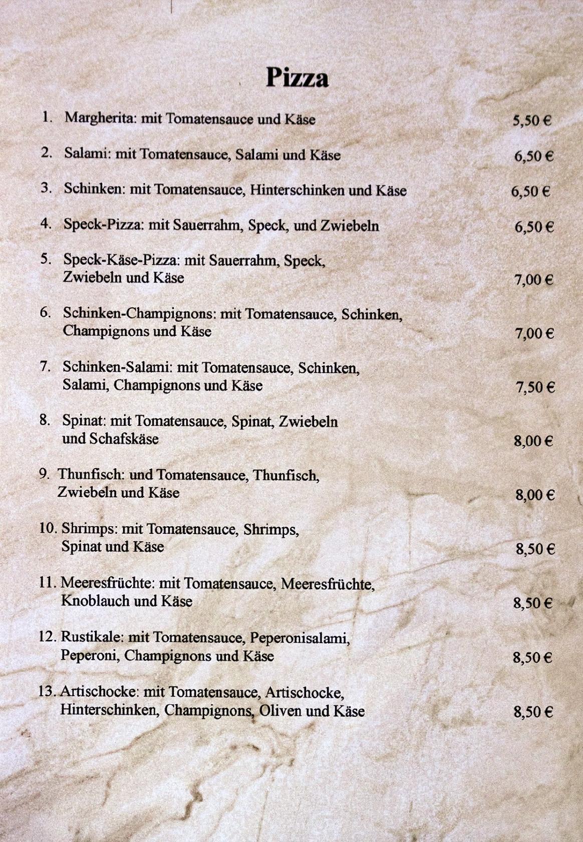 Restaurant Stüble Bad Rappenau меню