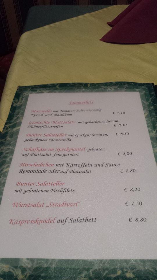 Restaurant Stradivari меню