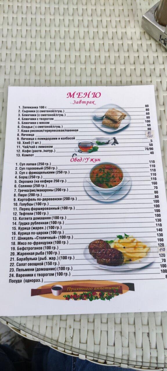 Кафе меню