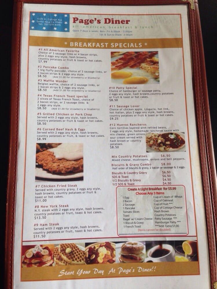 Page's Diner меню