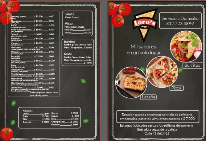 Loro's PIZZA Rionegro меню