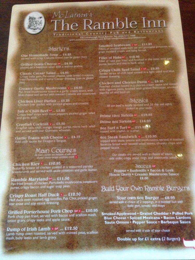 Ramble Inn меню