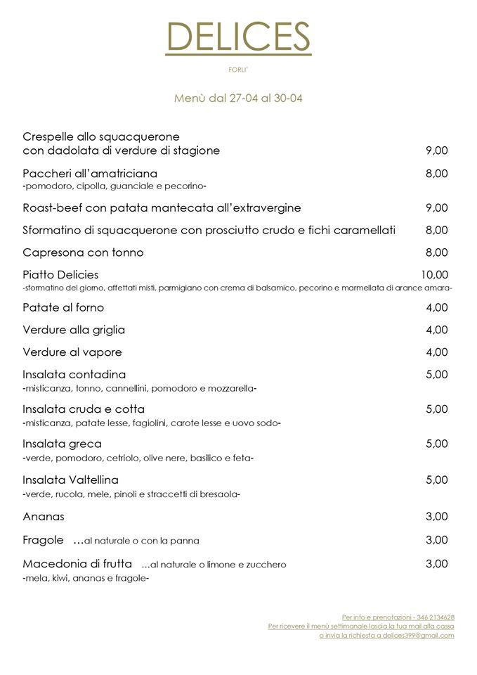 Delices Forlì меню