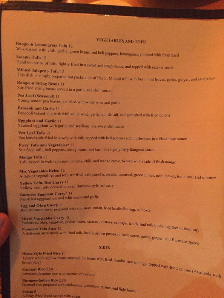Royal Rangoon меню