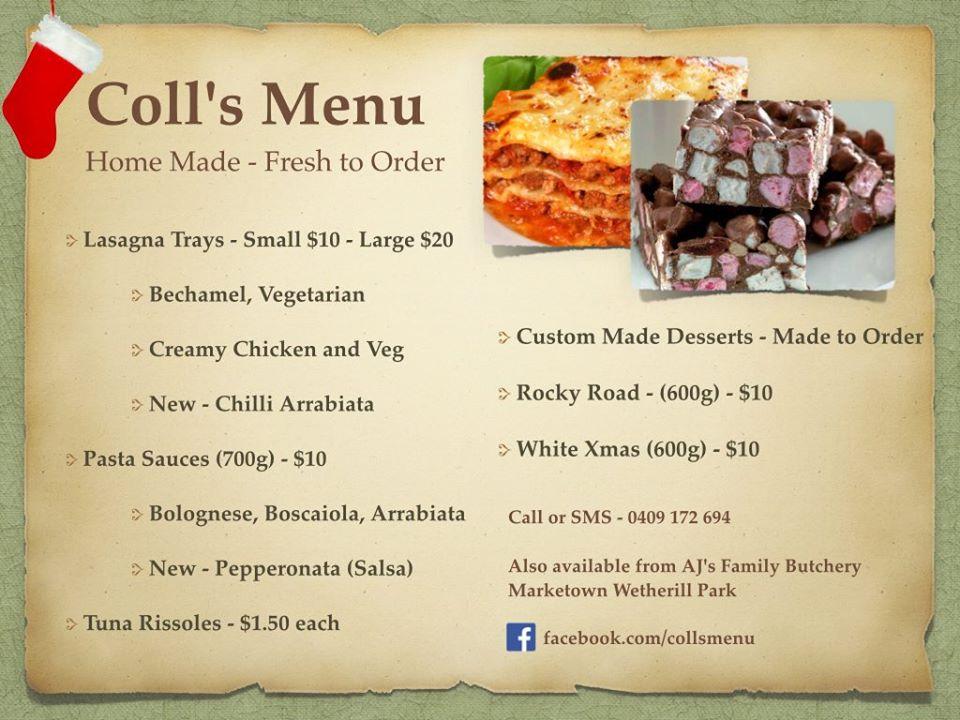 Coll's Menu меню