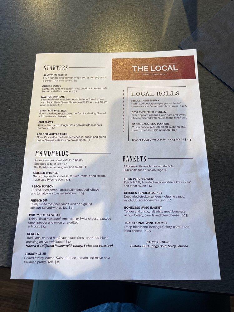 THE LOCAL - Kitchen & Sports Lounge меню