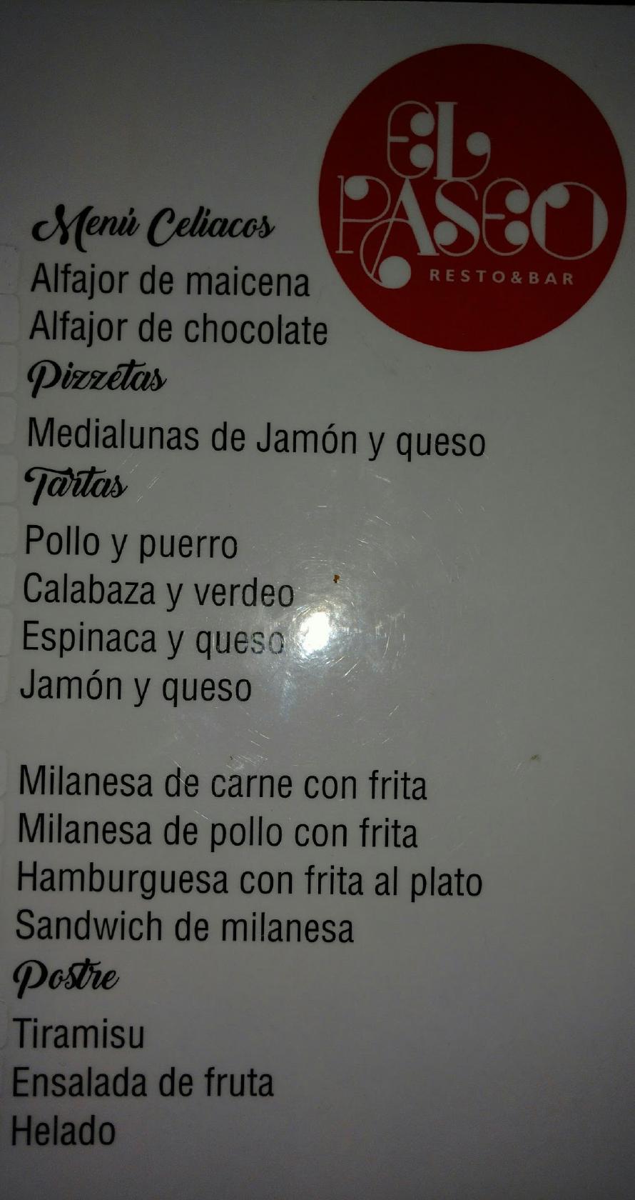 El Paseo Resto Bar меню