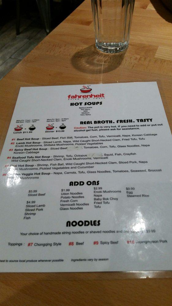 Fahrenheit Asian меню