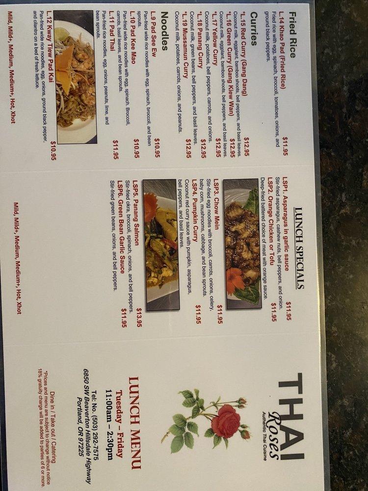Thai Roses меню