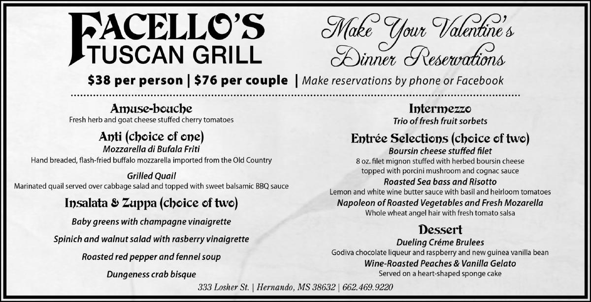 Facello's Tuscan Grill Hernando MS меню