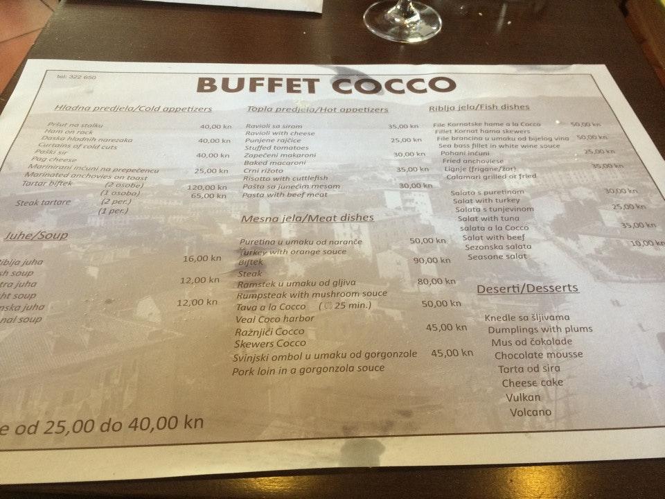 Cocco меню