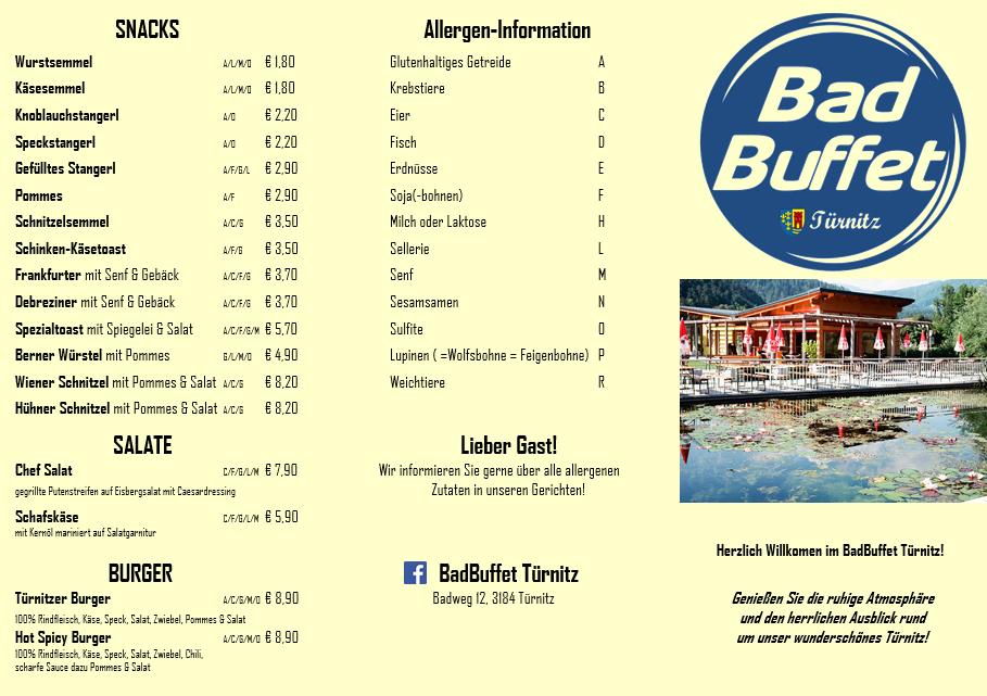 Badbuffet Türnitz меню