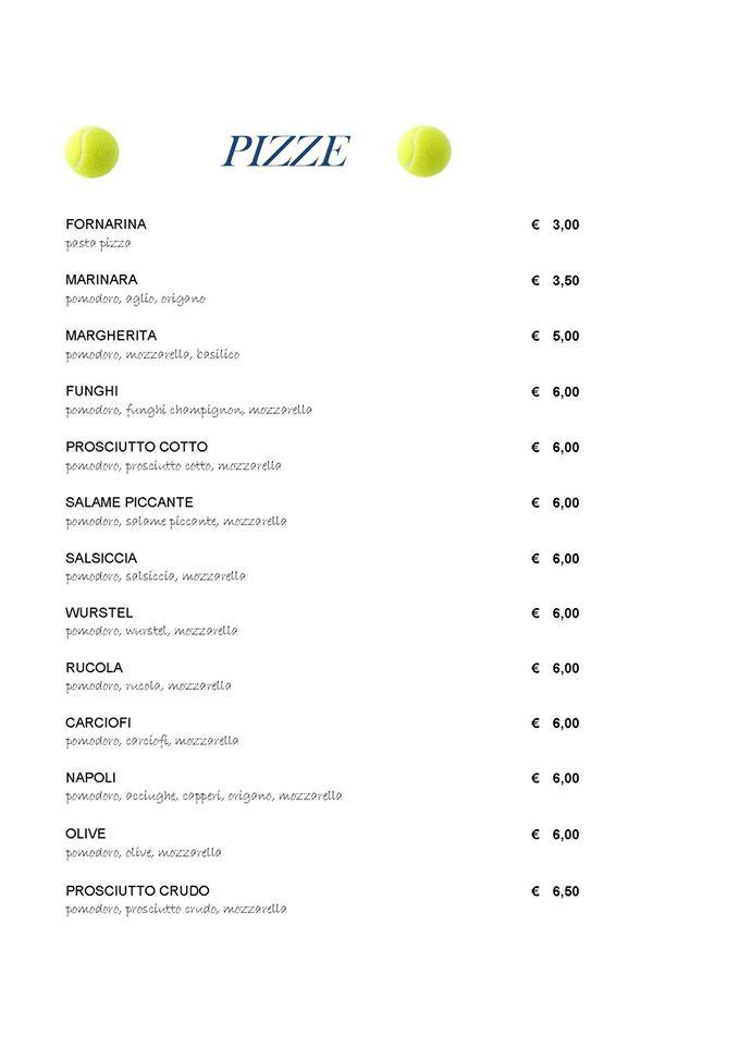 Match Point Ristorante/Pizzeria меню
