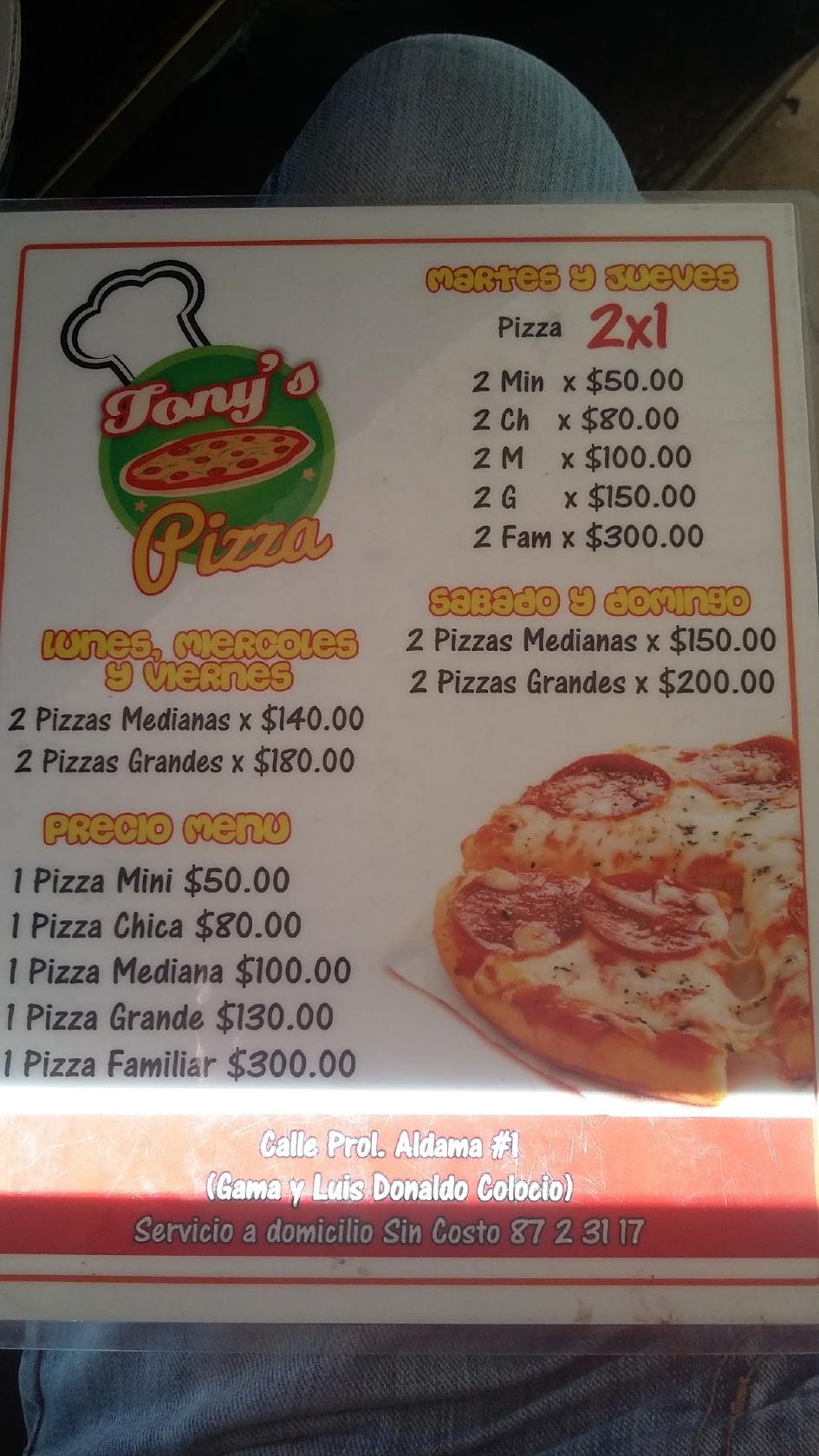 Tony's Pizza меню