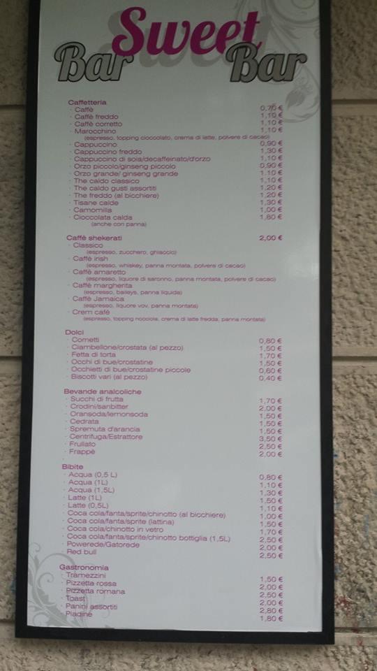 Sweet Bar меню