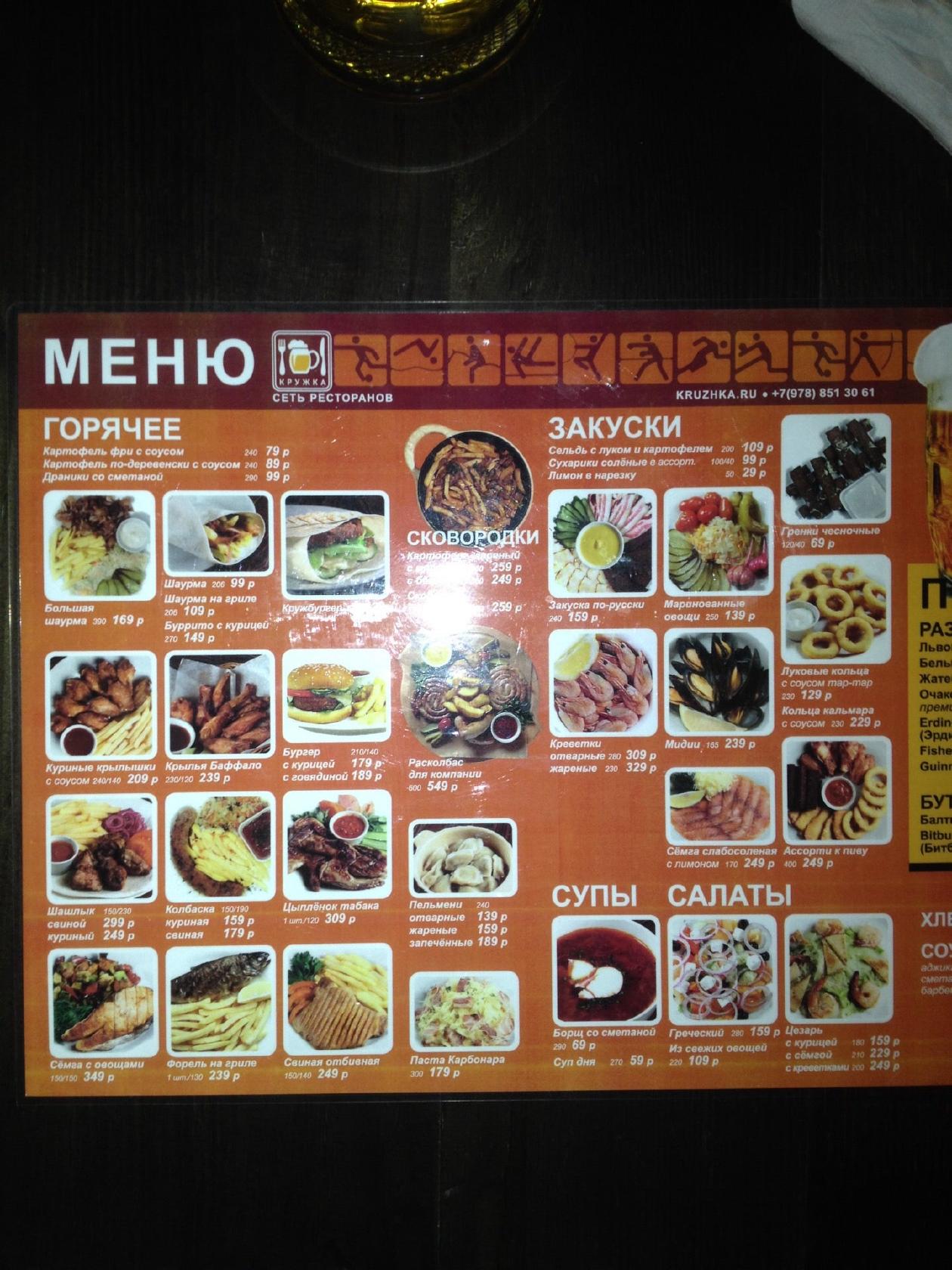 Кружка меню