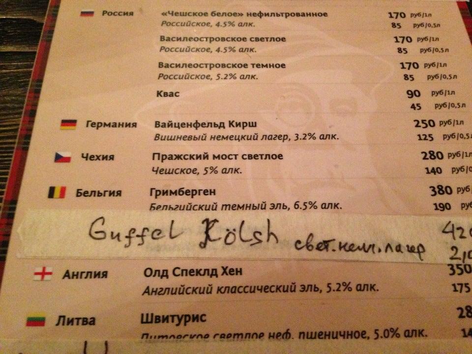Пивовариус меню