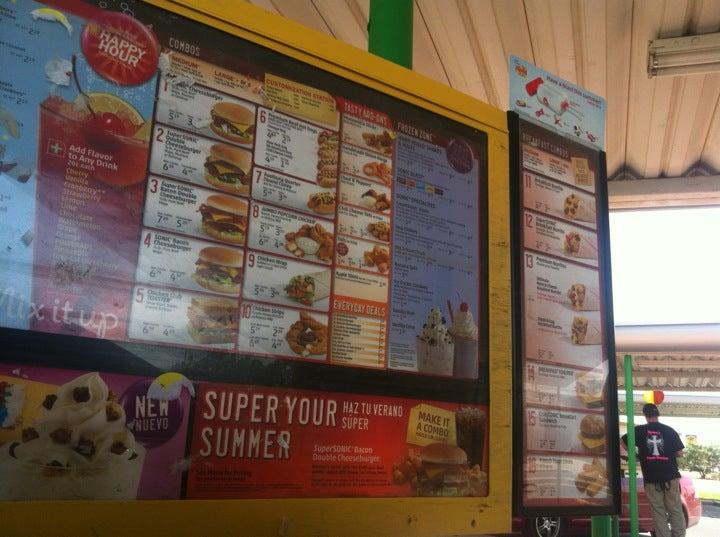 Sonic Drive-In меню